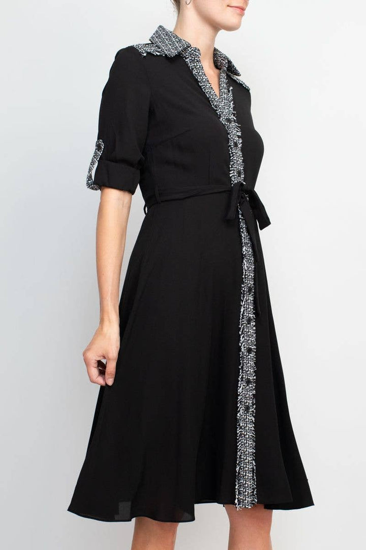 Nanette Lepore collared knit detail button down dress
