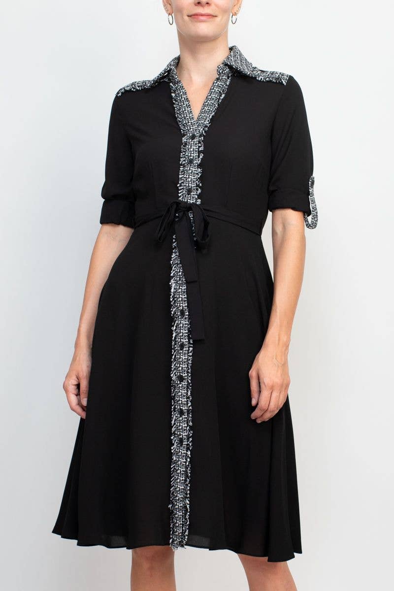 Nanette Lepore collared knit detail button down dress