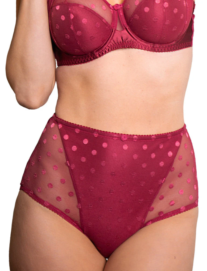 Carmen Deep Red High Rise Polka Dot Panty