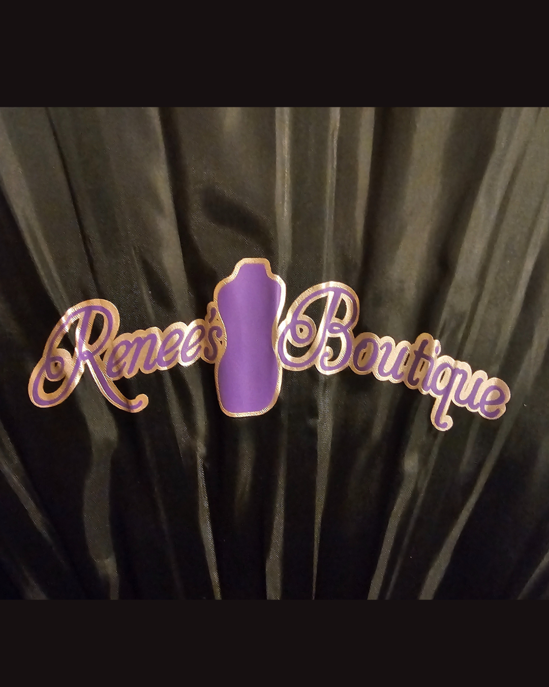 Renee’s Boutique Signature Logo Folding Fan – Black, 13" Line Dance Style