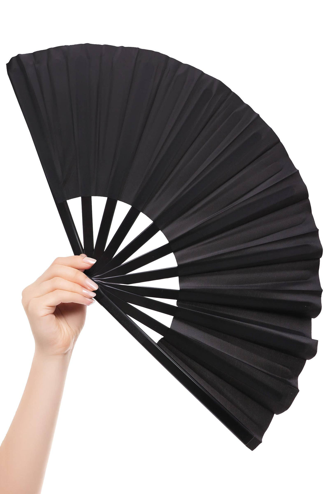 Renee’s Boutique Signature Logo Folding Fan – Black, 13" Line Dance Style