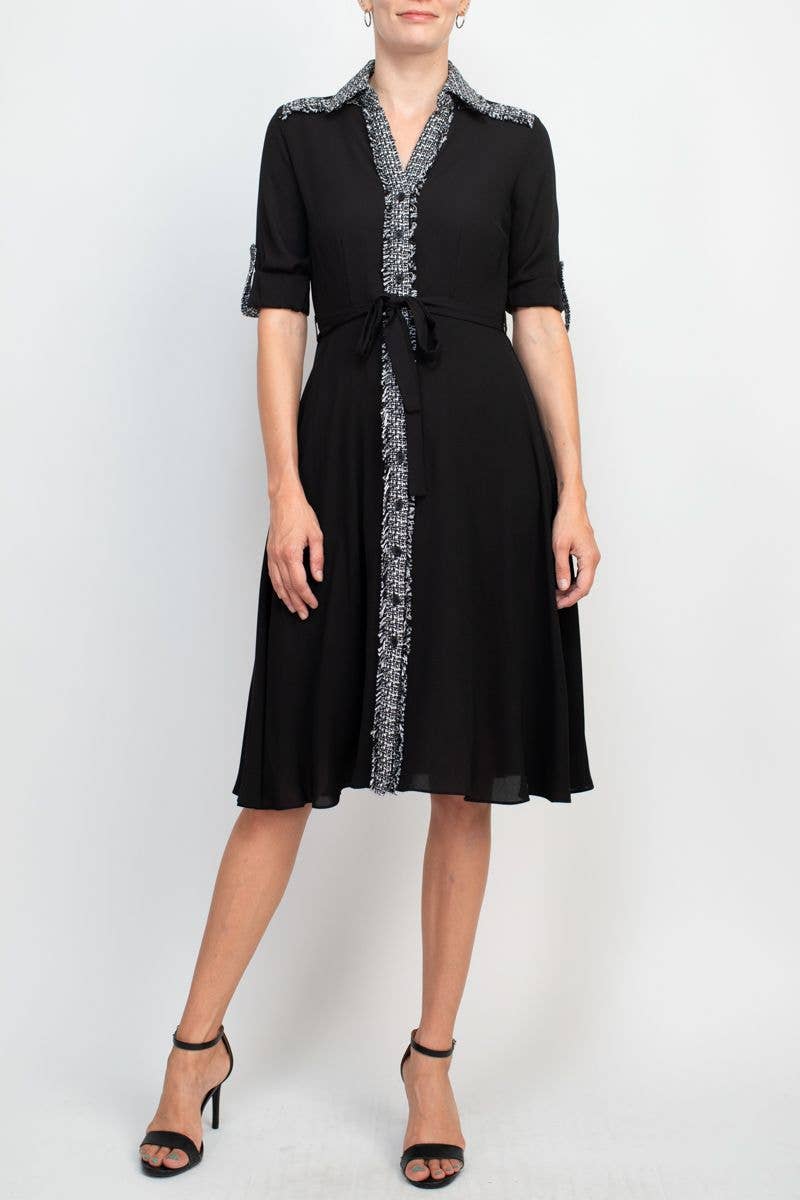 Nanette Lepore collared knit detail button down dress