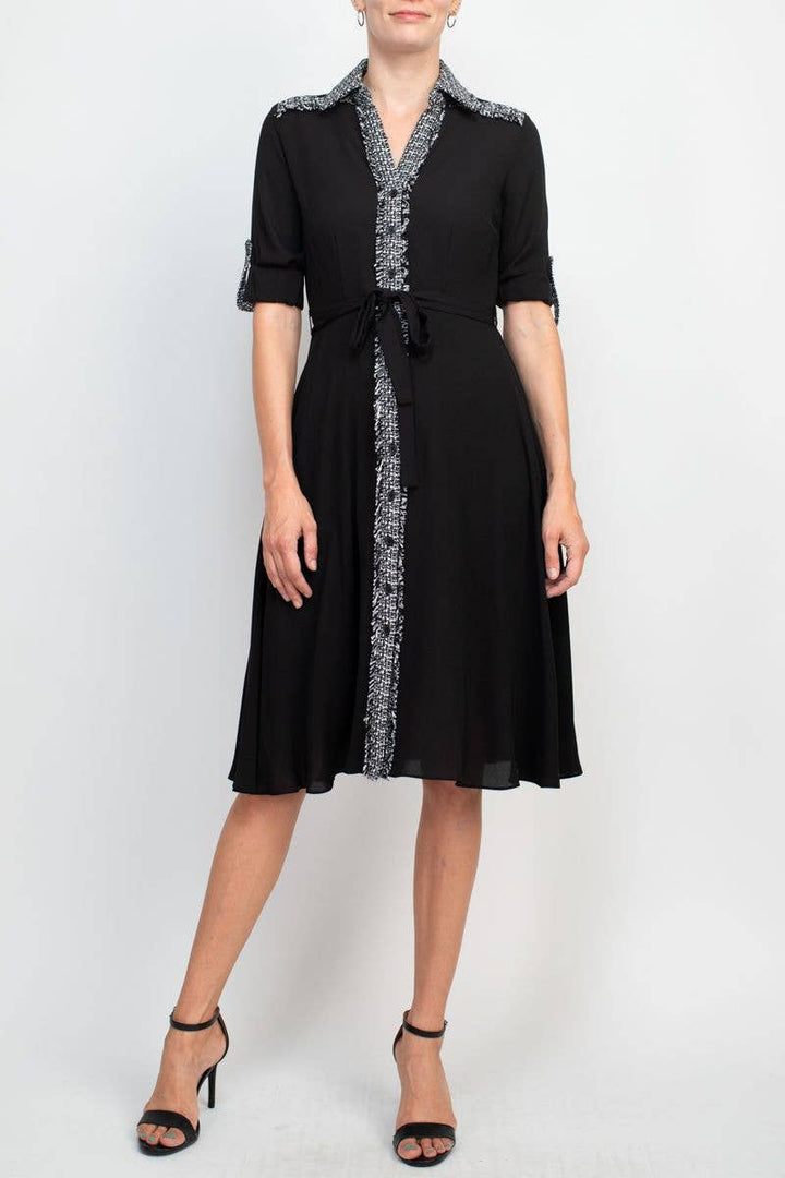 Nanette Lepore collared knit detail button down dress