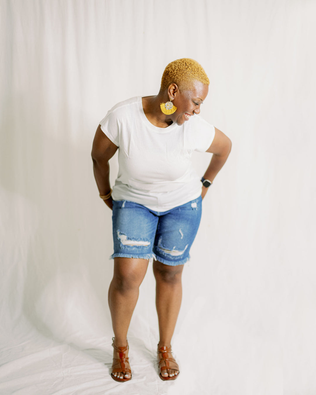 Distressed Denim Bermuda Shorts (1X-3X)