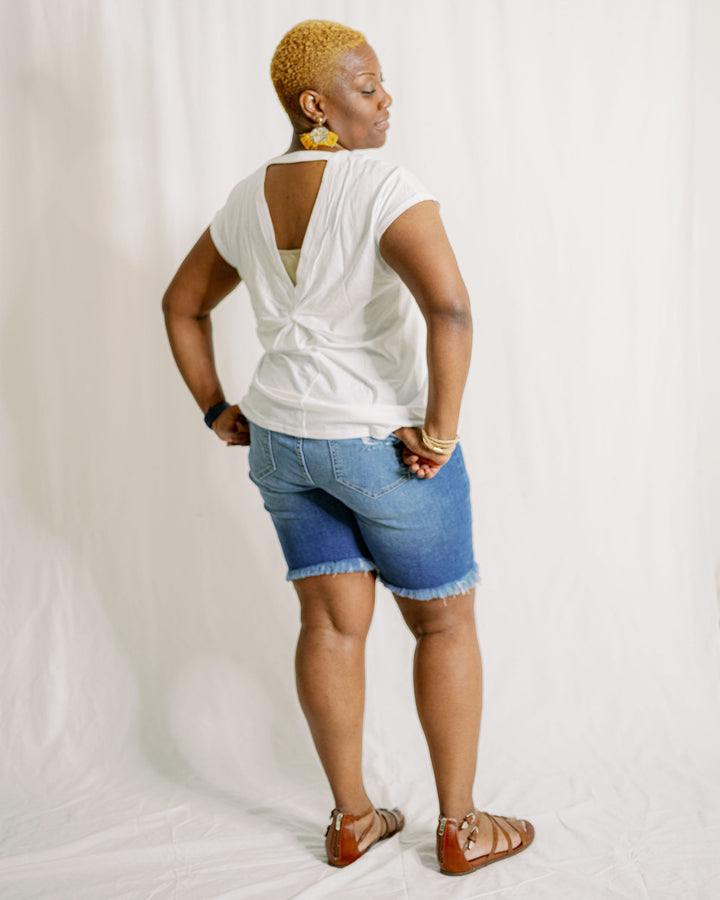 Distressed Denim Bermuda Shorts (1X-3X)