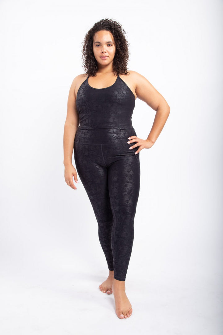 Metallic Foil Highwaisted Leggings with Side Pockets