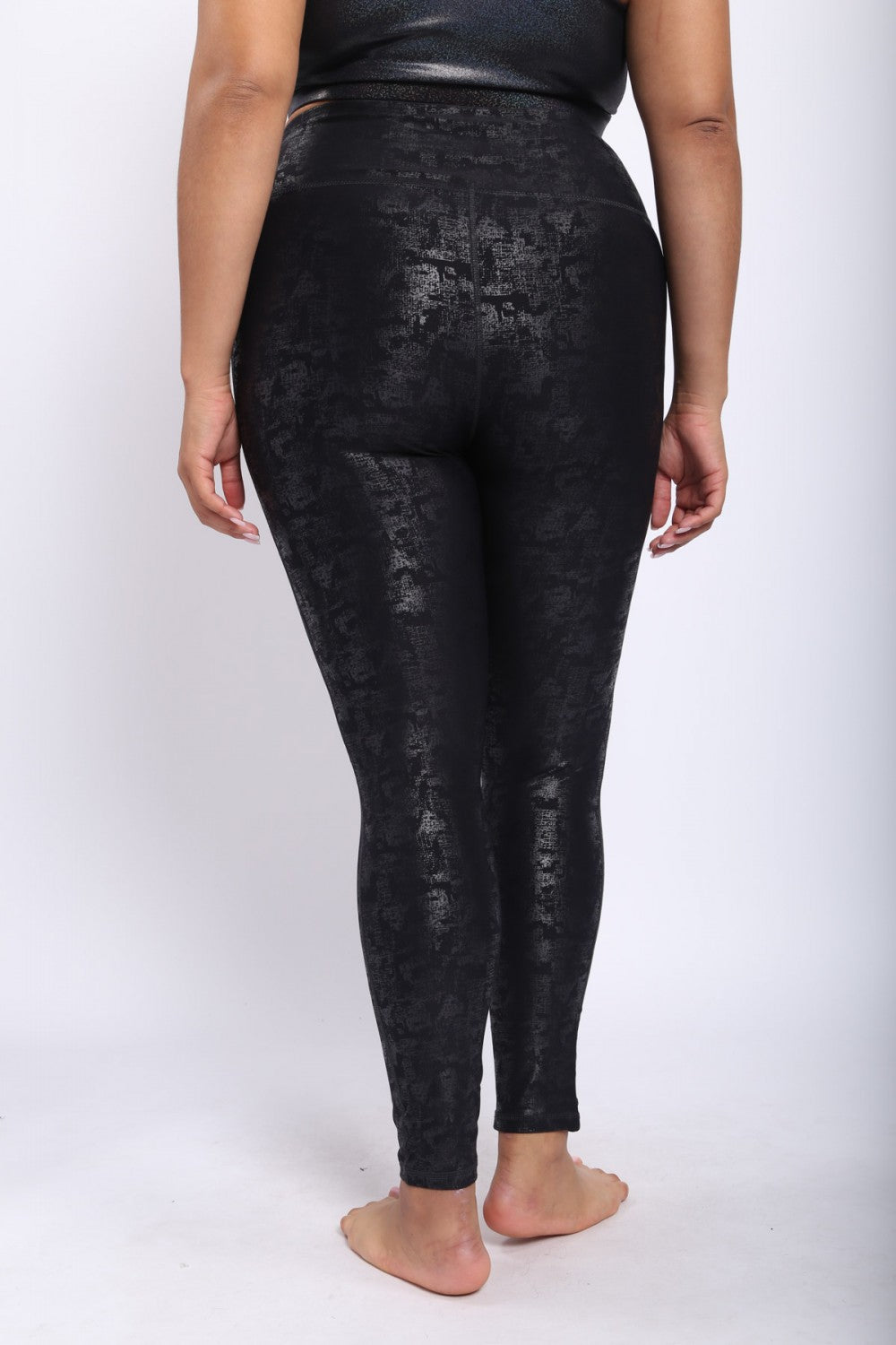 Metallic Foil Highwaisted Leggings with Side Pockets