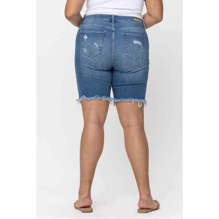 Distressed Denim Bermuda Shorts (1X-3X)