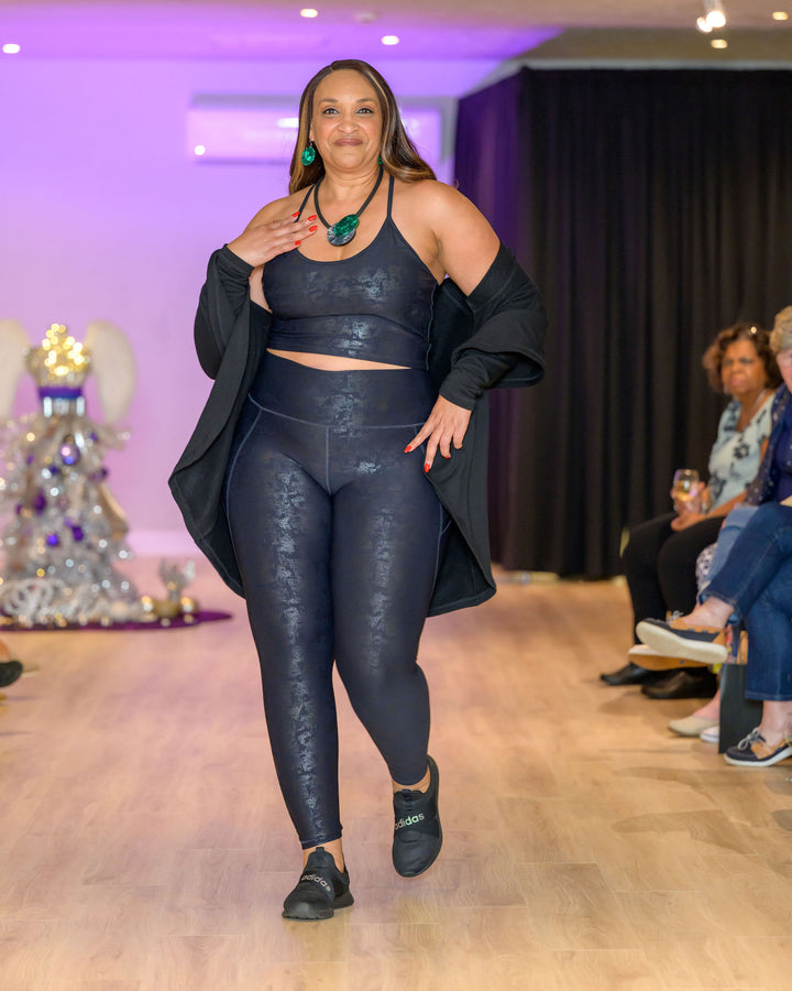 Metallic Foil Highwaisted Leggings with Side Pockets