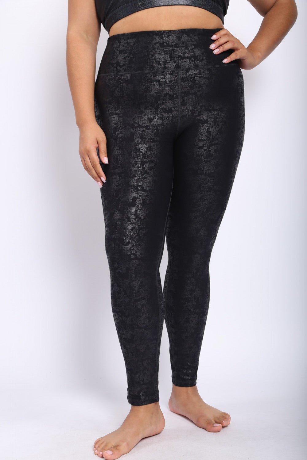 Metallic Foil Highwaisted Leggings with Side Pockets