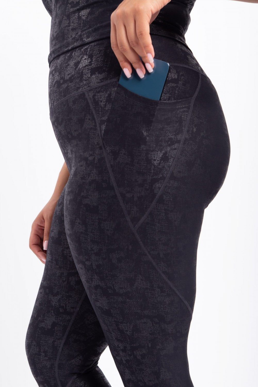 Metallic Foil Highwaisted Leggings with Side Pockets